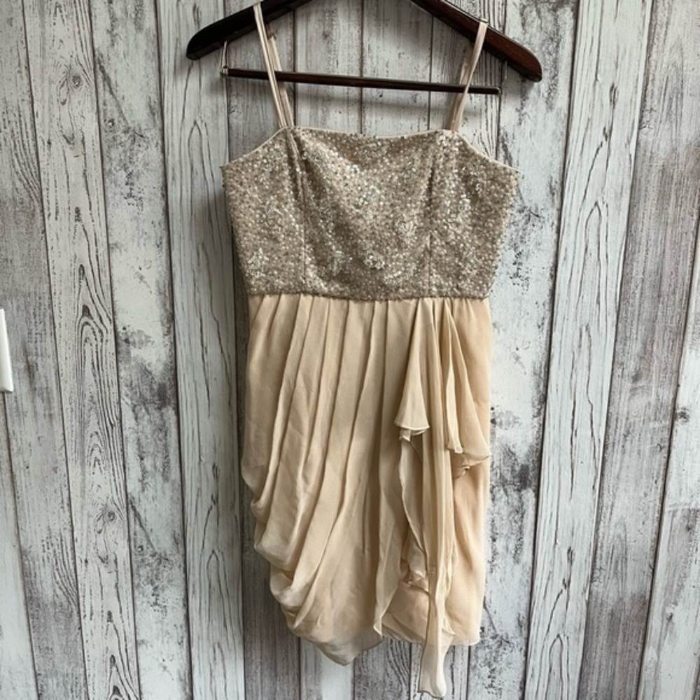 Alice + Olivia champagne sequin mini dress size 6
